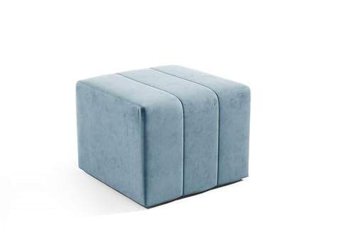 LIKMA Pouf, Hocker Türkis 46x35x46 cm, 3D-Effekt Velvet Sitzhocker, Fußhocker, Pouf Hocker, Polsterhocker, Moderne Sitzbank, Garderobenbank, Ottoman Stoff: Jasmine 85 von LIKMA