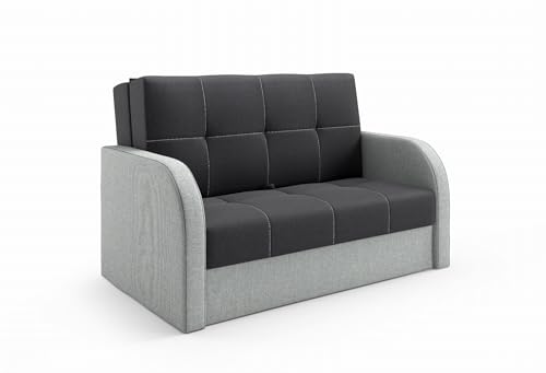 LIKMA Schwarz/Grau 3-Sitzer Sofa mit Schlaffunktion Togo 155x90x100 cm Schlafcouch mit Stauraum - Easy Clean Moderne Wohnzimmer Couch - Sofa mit Bettfunktion - Schlafsofa Stoff: Inari 100 + 91 von LIKMA