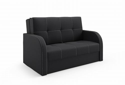 LIKMA Schwarz 3-Sitzer Sofa mit Schlaffunktion Togo 155x90x100 cm Schlafcouch mit Stauraum - Easy Clean Moderne Wohnzimmer Couch - Sofa mit Bettfunktion - Schlafsofa Stoff: Inari 100 von LIKMA