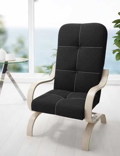LIKMA Schwarz Togo Manila Sessel Wohnzimmer mit Armlehnen Relaxsessel 65x97x79 cm Finnische Stil Skandinavischer Armlehnensessel Polstersessel Stuhl Living Room von LIKMA