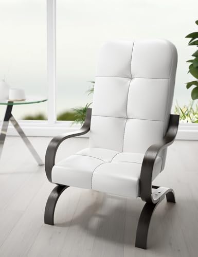 LIKMA Weißes Kunstleder Togo Manila Sessel Wohnzimmer mit Armlehnen Relaxsessel 65x97x79 cm Finnische Stil Skandinavischer Armlehnensessel Polstersessel Stuhl Living Room von LIKMA