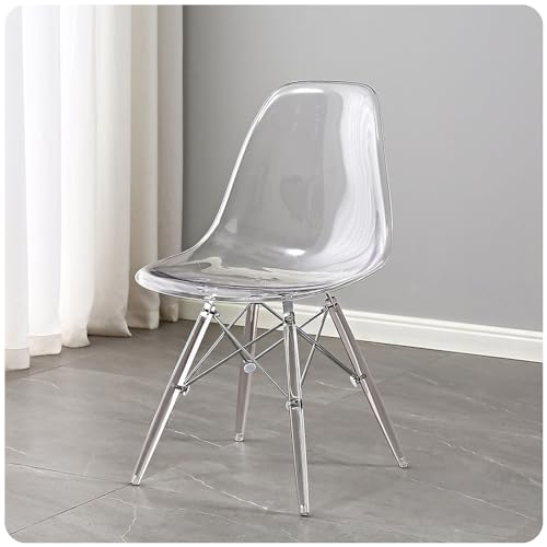 LIKUHLI Moderne Esszimmerstühle aus durchsichtigem Kunststoff im Mid-Century-Stil, 4er-Set, vormontiert, stilvolle Küchenstühle für das Esszimmer, maximale Tragkraft: 150 kg von LIKUHLI