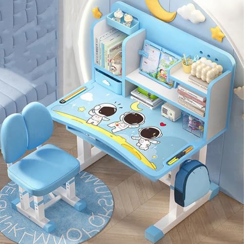 LIKYINEEKY Schreibtisch Kinder Funktionaler Schreibtisch Stuhlset, Höhenverstellbar, Kindertisch und -stuhlset mit Astronautenmotiv, ergonomischer Tisch, Bücherregal und Schubladen LIKYINEEKY Schreibtisch Kinder Funktionaler Schreibtisch Stuhlset, Höhenverstellbar, Kindertisch und -stuhlset mit Astronautenmotiv, ergonomischer Tisch, Bücherregal und Schubladen von LIKYINEEKY