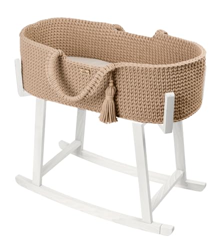 LIL'THINGS Moseskorb Set mit Schaukelgestell – Handgefertigt aus Baumwolle & Buchenholz – Mit Matratze & Wippfunktion – Komplettset - 77x37x23 cm - Mokka/Weiß LIL'THINGS Moseskorb Set mit Schaukelgestell – Handgefertigt aus Baumwolle & Buchenholz – Mit Matratze & Wippfunktion – Komplettset - 77x37x23 cm - Mokka/Weiß von LIL'THINGS