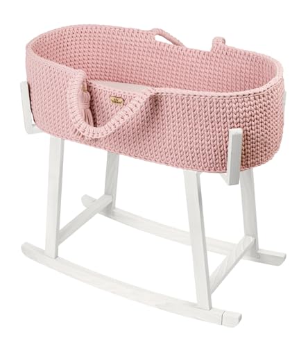 LIL'THINGS Moseskorb Set mit Schaukelgestell – Handgefertigt aus Baumwolle & Buchenholz – Mit Matratze & Wippfunktion – Komplettset - 77x37x23 cm - Rosa/Weiß LIL'THINGS Moseskorb Set mit Schaukelgestell – Handgefertigt aus Baumwolle & Buchenholz – Mit Matratze & Wippfunktion – Komplettset - 77x37x23 cm - Rosa/Weiß von LIL'THINGS