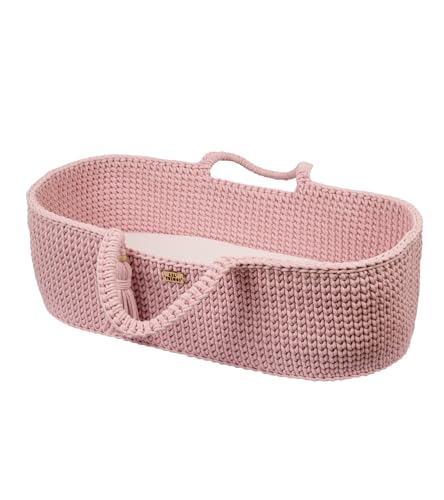 LIL'THINGS Moseskorb mit Matratze – Handgefertigt aus Baumwollgarn im Boho-Stil – Sicher & atmungsaktiv – Inkl. Holzplatte – 77x37 - Rosa LIL'THINGS Moseskorb mit Matratze – Handgefertigt aus Baumwollgarn im Boho-Stil – Sicher & atmungsaktiv – Inkl. Holzplatte – 77x37 - Rosa von LIL'THINGS