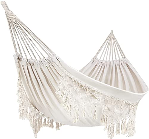 Outdoor Hängematte Garten Hängematte Baumwolle Hängematte Bett Makramee Fransen Hängematten Boho Balkon Hängematte Handgefertigte Quasten 2 Personen Doppel Hängematte 250kg für Zuhause Strand Terrasse Outdoor Hängematte Garten Hängematte Baumwolle Hängematte Bett Makramee Fransen Hängematten Boho Balkon Hängematte Handgefertigte Quasten 2 Personen Doppel Hängematte 250kg für Zuhause Strand Terrasse von LILANYA