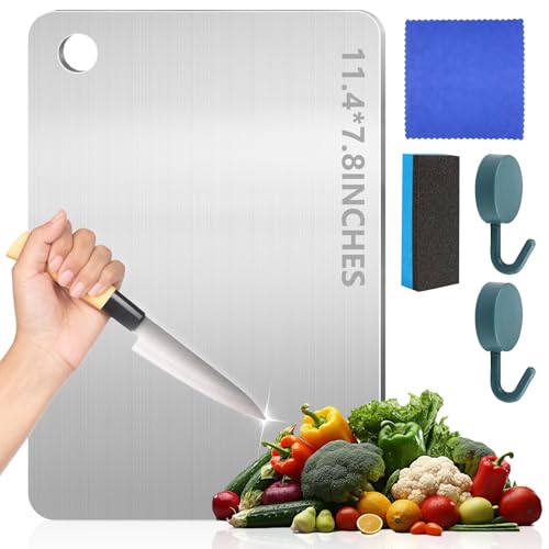 LILELIG Schneidebrett Titan Schneidebrett,Titanium Cutting Board,Edelstahl Schneidebrett Edelstahl,Stainless Steel Cutting Board,Doppelseitiges Metall,Rutschfester Griff,Leicht zu Reinigen,29×20cm LILELIG Schneidebrett Titan Schneidebrett,Titanium Cutting Board,Edelstahl Schneidebrett Edelstahl,Stainless Steel Cutting Board,Doppelseitiges Metall,Rutschfester Griff,Leicht zu Reinigen,29×20cm von LILELIG
