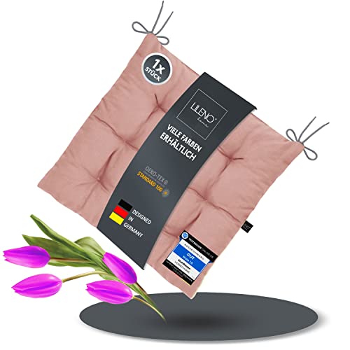 LILENO HOME 1er Set Stuhlkissen 22 Malve (40x40x6 cm) - Sitzkissen für Garten, Küche oder Esszimmer - UV-beständige Indoor u. Outdoor Stuhlauflage als Stuhl-Kissen (Linda FUM) von LILENO HOME