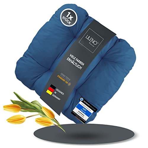 LILENO HOME 1er Set Stuhlkissen Dunkelblau (38x38x8 cm) - Sitzkissen für Gartenstuhl, Küche oder Esszimmerstuhl - Bequeme UV-beständige Indoor u. Outdoor Stuhlauflage als Stuhl Kissen von LILENO HOME