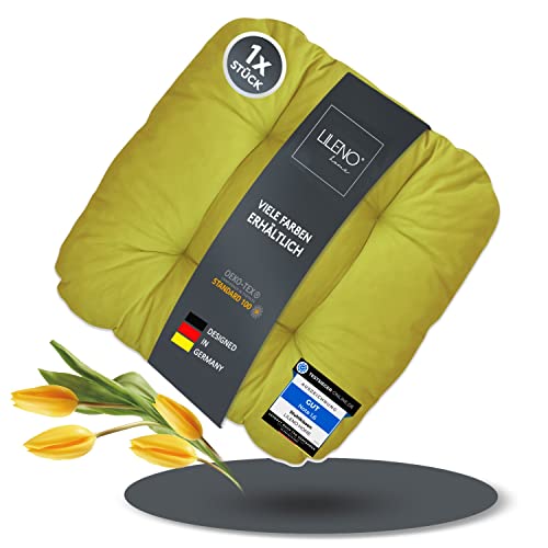 LILENO HOME 1er Set Stuhlkissen Grün (38x38x8 cm) - Sitzkissen für Gartenstuhl, Küche oder Esszimmerstuhl - Bequeme UV-beständige Indoor u. Outdoor Stuhlauflage als Stuhl Kissen von LILENO HOME