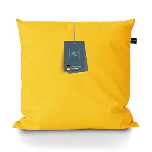 LILENO HOME 2er Set Kissenbezug 60x60 cm [Gelb] - super weiche Kissenhülle [ohne Füllkissen] - Kissenbezug mit Reißverschluss für Drinnen & Draußen Kissen - Capri von LILENO HOME