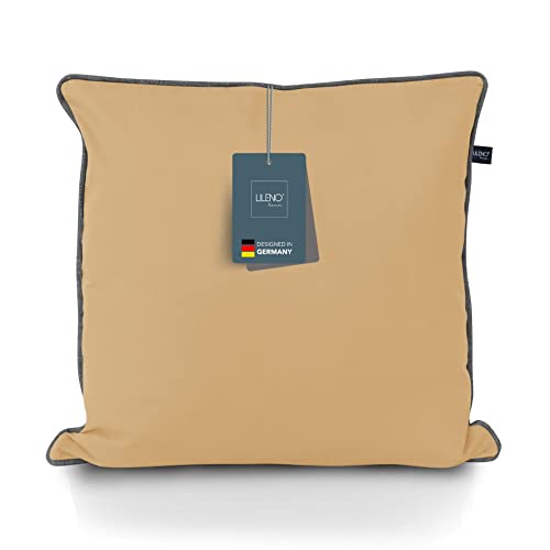 LILENO HOME 2er Set Kissenbezug 60x60 cm [Taupe + Keder Grau] - super weiche Kissenhülle [ohne Füllkissen] - Kissenbezug mit Reißverschluss für Drinnen & Draußen Kissen - Capri von LILENO HOME