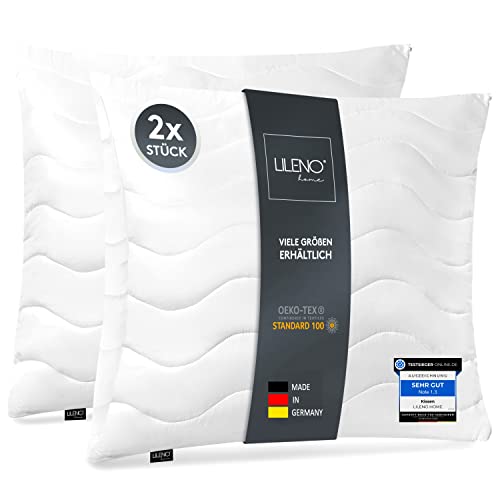 LILENO HOME Kopfkissen 45x45 cm [2er Set] als Kissen-Füllung - Bett oder Deko Kissen mit Reißverschluss zum Anpassen - Waschbar bis 95° - Sofa-Kissen & Zierkissen für Couch/Bett von LILENO HOME