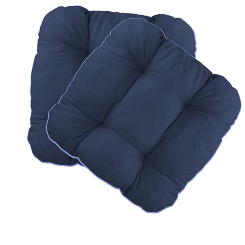 LILENO HOME 2er Set Stuhlkissen Dunkelblau (38x38x8 cm) - Sitzkissen für Gartenstuhl, Küche oder Esszimmerstuhl - Bequeme UV-beständige Indoor u. Outdoor Stuhlauflage als Stuhl Kissen von LILENO HOME