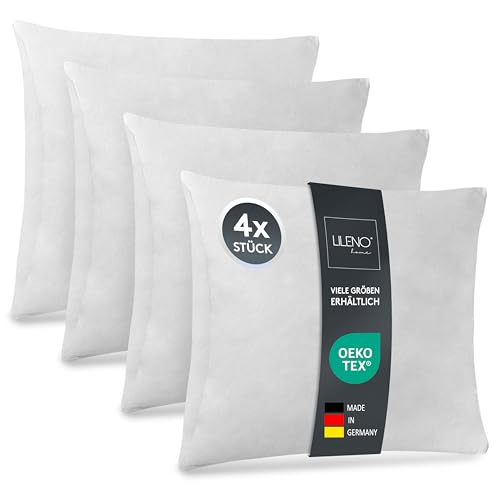 LILENO HOME 4er Set Kissenfüllung 30x30 cm - 40°C waschbares Innenkissen geeignet für Allergiker - Polyester Kisseninlet als Couchkissen, Sofa Kissen, Cocktailkissen und Kopfkissen von LILENO HOME
