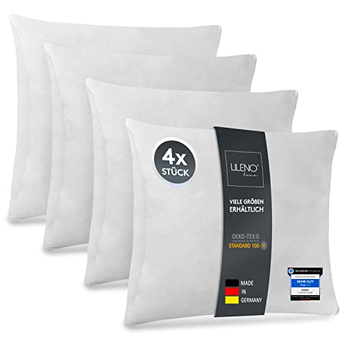 LILENO HOME 4er Set Kissenfüllung 30x30 cm - 40°C waschbares Innenkissen geeignet für Allergiker - Polyester Kisseninlet als Couchkissen, Sofa Kissen, Cocktailkissen und Kopfkissen von LILENO HOME