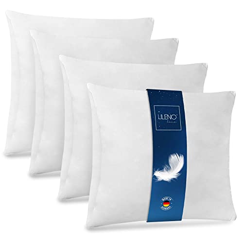 LILENO HOME Federkissen 45x45 cm [4er Set] - Kissen 45 x 45 cm aus Federn als Kopfkissen, Schlafkissen u. Bettkissen perfekt für Allergiker und Kinder - Federkernkissen mit je 450 g von LILENO HOME