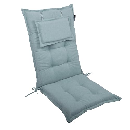 LILENO HOME Gartenstuhl Auflagen als [1er Set - Hochlehner] in Aqua - Bequeme Liegen als Sitzauflagen für Gartenmöbel - Stuhlkissen für Gartenstühle und Klappstühle MAR von LILENO HOME
