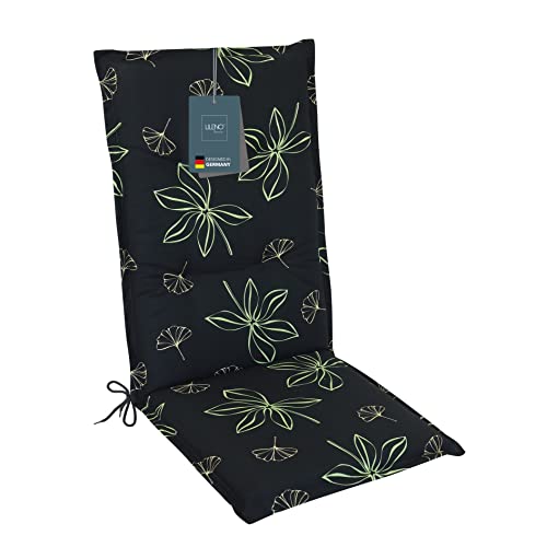 LILENO HOME Gartenstuhl Auflagen als [1er Set - Hochlehner] in Grafik-Blume Grün - Bequeme Liegen als Sitzauflagen für Gartenmöbel - Stuhlkissen für Gartenstühle und Klappstühle von LILENO HOME
