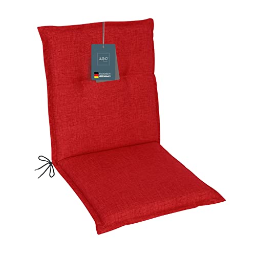 LILENO HOME Gartenstuhl Auflagen als [1er Set - Niedriglehner] in Rot - Bequeme Liegen als Sitzauflagen für Gartenmöbel - Stuhlkissen für Gartenstühle und Klappstühle von LILENO HOME