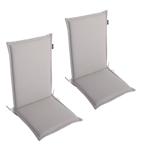 LILENO HOME Gartenstuhl Auflagen als [2er Set - Hochlehner] in Creme - Bequeme Liegen als Sitzauflagen für Gartenmöbel - Stuhlkissen für Gartenstühle und Klappstühle Malt von LILENO HOME
