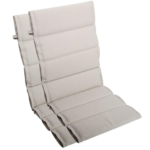 LILENO HOME Gartenstuhl Auflagen als [2er Set - Hochlehner] in Natur - Bequeme Liegen als Sitzauflagen für Gartenmöbel - Stuhlkissen für Gartenstühle und Klappstühle von LILENO HOME