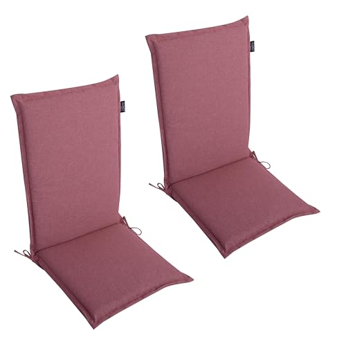 LILENO HOME Gartenstuhl Auflagen als [2er Set - Hochlehner] in Rot - Bequeme Liegen als Sitzauflagen für Gartenmöbel - Stuhlkissen für Gartenstühle und Klappstühle Malt von LILENO HOME