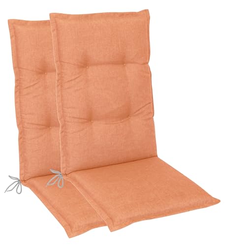 LILENO HOME Gartenstuhl Auflagen als [2er Set - Hochlehner] in Uni Pfirsich Neu - Bequeme Liegen als Sitzauflagen für Gartenmöbel - Stuhlkissen für Gartenstühle und Klappstühle von LILENO HOME