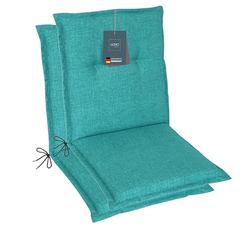 LILENO HOME Gartenstuhl Auflagen als [2er Set - Niedriglehner] in Aqua - Bequeme Liegen als Sitzauflagen für Gartenmöbel - Stuhlkissen für Gartenstühle und Klappstühle von LILENO HOME