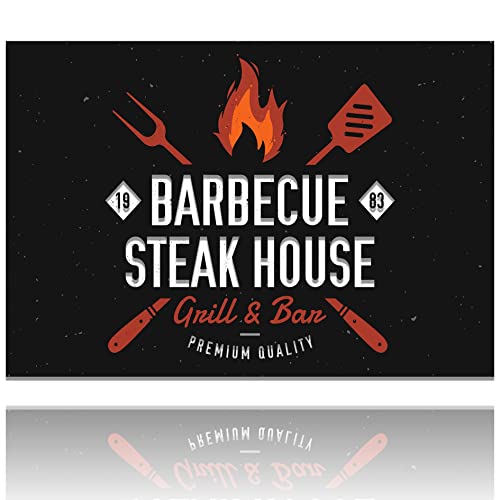 LILENO HOME Grill u. BBQ Matte 75 x 120 cm (Barbecue Steak House Schwarz)-als perfekte bodenschutz Unterlage für Gas u. Holzkohlegrill-Grillunterlage Bodenschutzmatte für Familien-Grillabend, 70181 von LILENO HOME