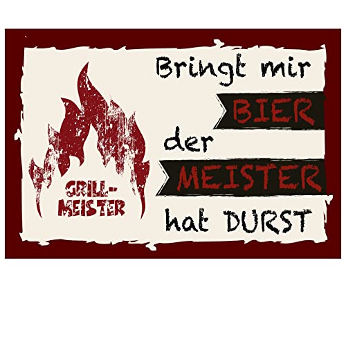 LILENO HOME Grill u. BBQ Matte 75 x 120 cm (Bier Grillmeister) - als perfekte bodenschutz Unterlage für Gas u. Holzkohlegrill - Grillunterlage Bodenschutzmatte für Familien-Grillabend, 70183 von LILENO HOME