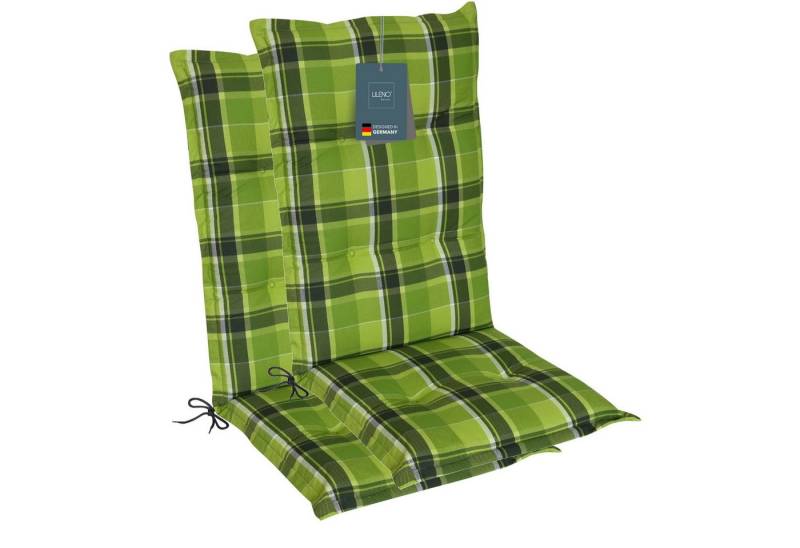LILENO HOME Hochlehnerauflage Gartenstuhl Auflage, bequeme Sitzauflage für Gartenmöbel, Stuhlkissen, (2 St., 2er Set), Polsterauflage Karo Grün, Sitzpolster für Klappstühle von LILENO HOME