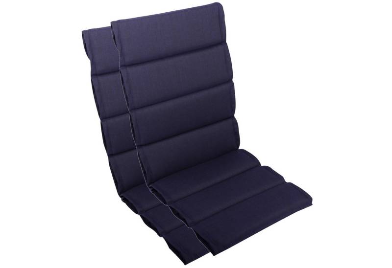LILENO HOME Hochlehnerauflage bequeme Sitzauflage für Gartenmöbel, Stuhlkissen für Klappstühle, (2 St., 2er Set), 2er Set Polsterauflage in Dunkelblau, Sitzpolster waschbar von LILENO HOME