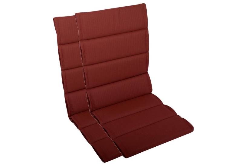 LILENO HOME Hochlehnerauflage bequeme Sitzauflage für Gartenmöbel, Stuhlkissen für Klappstühle, (2 St., 2er Set), 2er Set Polsterauflage in Rot, Sitzpolster waschbar von LILENO HOME