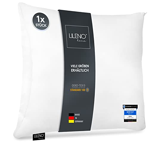 LILENO HOME Microfaser Kissen 45x45 cm [1er Set] bis 95 Grad waschbar mit Reißverschluss - Kopfkissen 45x45 cm als Kissen-Füllung für Bett oder als Deko-Kissen - Sofa-Kissen & Zier-Kissen von LILENO HOME