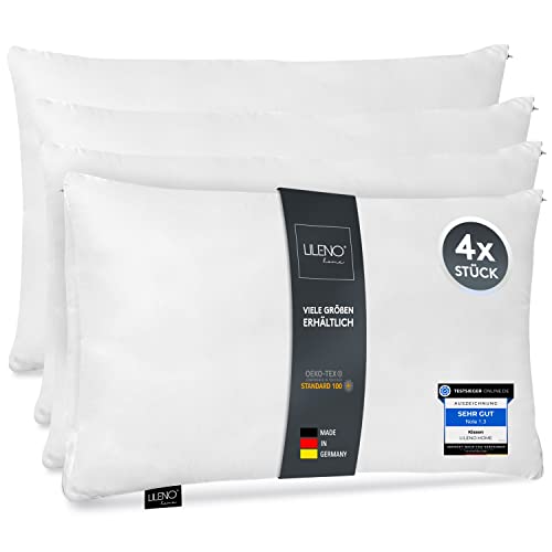 LILENO HOME Microfaser Kissen 50x70 cm [4er Set] bis 95 Grad waschbar mit Reißverschluss - Kopfkissen 50x70 cm als Kissen-Füllung für Bett oder als Deko-Kissen - Sofa-Kissen & Zier-Kissen von LILENO HOME