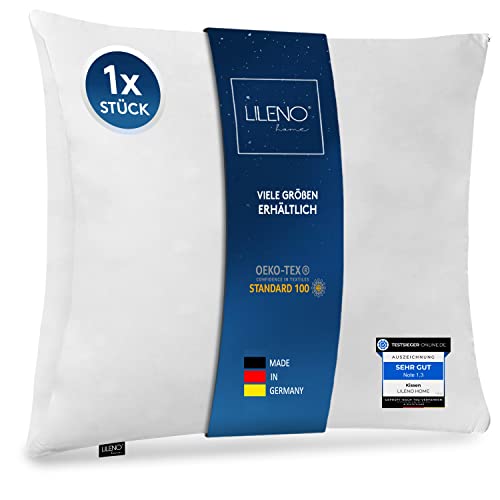 LILENO HOME Microfaser Kissen 80x80 cm Deluxe (1200g Füllung) [1er Set] bis 95 Grad waschbar mit Reißverschluss - Kopfkissen 80x80 cm als Kissen-Füllung für Bett - Deko-Sofa-Kissen von LILENO HOME