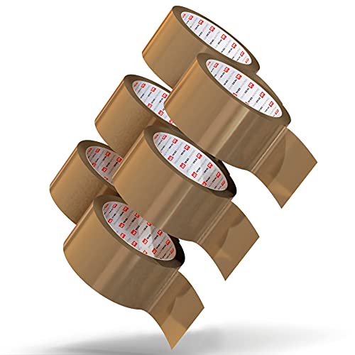 LILENO HOME Klebeband Braun 50mm x 66m [6 Rollen] leise abrollend - Paketklebeband Braun - Breites Packband als Packing Tape-Set - Braunes Paketband als Paket Klebeband von LILENO HOME