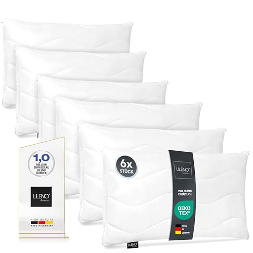 LILENO HOME Kopfkissen 40x90 cm [6er Set] als Kissen-Füllung - Bett oder Deko Kissen mit Reißverschluss zum Anpassen - Waschbar bis 95° - Sofa-Kissen & Zierkissen für Couch/Bett von LILENO HOME
