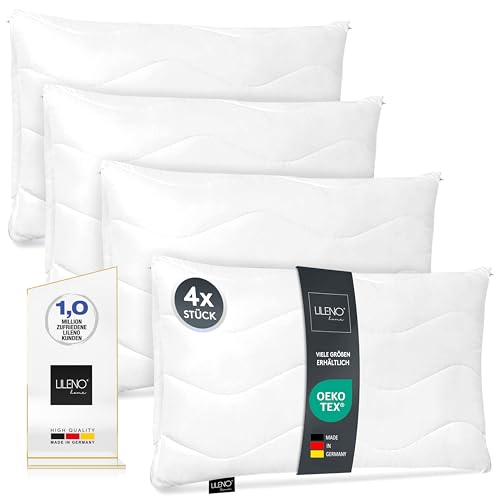 LILENO HOME Kopfkissen 50x70 cm [4er Set] als Kissen-Füllung - Bett oder Deko Kissen mit Reißverschluss zum Anpassen - Waschbar bis 95° - Sofa-Kissen & Zierkissen für Couch/Bett von LILENO HOME