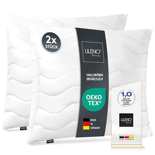 LILENO HOME Kopfkissen 65x65 cm [2er Set] als Kissen-Füllung - Bett oder Deko Kissen mit Reißverschluss zum Anpassen - Waschbar bis 95° - Sofa-Kissen & Zierkissen für Couch/Bett von LILENO HOME