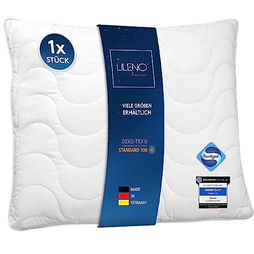 LILENO HOME Kopfkissen 80x80 - Kissen 80x80 perfekt für Bettdecke 135x200 cm - Bettkissen 80x80 Kochfest bis 95°C u. mit antibakterieller Ausrüstung - Allergiker Kissen als Pillow 80x80 von LILENO HOME