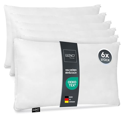 LILENO HOME Microfaser Kissen 40x60 cm [6er Set] bis 95 Grad waschbar mit Reißverschluss - Kopfkissen 40x60 cm als Kissen-Füllung für Bett oder als Deko-Kissen - Sofa-Kissen & Zier-Kissen von LILENO HOME