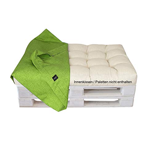 LILENO HOME Palettenkissen Bezug Apfelgrün - Ersatzbezug für Sitzteil 120 x 80 x 16-20 cm - Polster Bezug für Europaletten - Palettenkissen Outdoor Hülle für Palettenmöbel von LILENO HOME