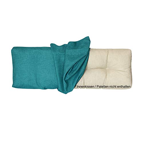 LILENO HOME Palettenkissen Bezug Aqua - Ersatzbezug für Rückenkissen 120 x 40 x 16-20 cm - Polster Bezug für Europaletten - Palettenkissen Outdoor Hülle für Palettenmöbel von LILENO HOME