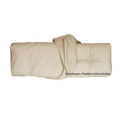 LILENO HOME Palettenkissen Bezug Beige - Ersatzbezug für Rückenkissen 120 x 40 x 16-20 cm - Polster Bezug für Europaletten - Palettenkissen Outdoor Hülle für Palettenmöbel von LILENO HOME