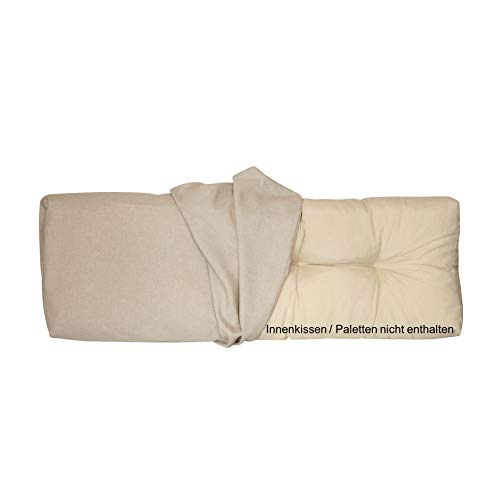 LILENO HOME Palettenkissen Bezug Creme - Ersatzbezug für Rückenkissen 120 x 40 x 16-20 cm - Polster Bezug für Europaletten - Palettenkissen Outdoor Hülle für Palettenmöbel von LILENO HOME