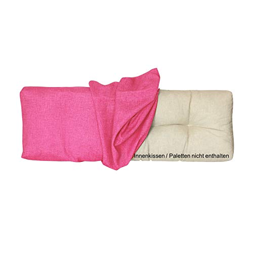 LILENO HOME Palettenkissen Bezug Pink - Ersatzbezug für Rückenkissen 120 x 40 x 16-20 cm - Polster Bezug für Europaletten - Palettenkissen Outdoor Hülle für Palettenmöbel von LILENO HOME
