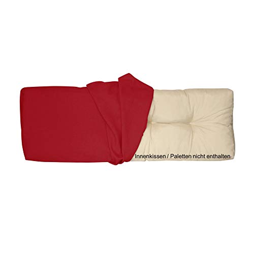 LILENO HOME Palettenkissen Bezug Rot - Ersatzbezug für Rückenkissen 120 x 40 x 16-20 cm - Polster Bezug für Europaletten - Palettenkissen Outdoor Hülle für Palettenmöbel von LILENO HOME